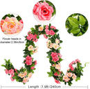 JUSTOYOU Artificial Rose Garland Vines Pink Flowers Hanging Silk Rose Vine for Wedding Home Office Arch Arrangement Decoration 7.6FT(2PCS) by GreenHaven Gardens