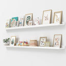 Picture Ledge Shelf, Floating Shelves Set of 2, Solid Pine Wood 72'' Long Large Nursery Book Shelves for Toys Storage, Kids Bookshelf for Living Room Bedroom Decor Books Photo Frames, White by TinyTreasures Baby Boutique