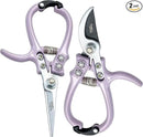Modern Sprout Hand Pruners & Shears Set - Lightweight Gardening Tools W/Easy Lock - Sharp Carbon Steel Blades -Rust Resistant Scissors for Herbs, Flowers - Reusable Holster - Lavender by GreenHaven Gardens