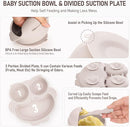 Baby Weaning Set - Silicone Toddler Feeding Set (10 Pcs) with Adjustable Bib, Suction Bowl, Plate, Fork, Spoon, Water & Snack Cup Kit - Baby Led Weaning Kit by TinyTreasures Baby Boutique