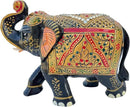 Handcrafted Wooden Elephant Figurine – Traditional Artwork, Gold & Gemstone Embellishments – Lucky Decorative Elephant Statue for Prosperity | Beautiful Elefantes Decorativos para Sala (Black & Gold) by CozyNest Decor