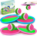 Jalunth Ball Catch Set Games Toss Paddle - Beach Toys Back Yard Outdoor Pool Backyard Camping Throw Age 3 4 5 6 7 8 9 10 11 12 Years Old Boys Girls Kids Adults Family Pink Blue Gifts 2 Pack by TinyTreasures Baby Boutique