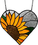 BOXCASA Sunflower Stained Glass Window Hangings,Sunflower Stained Glass Suncatcher,Heart Shape Sunflower Best Teacher Gifts for Women Birthday,Sunflower Decoration for Home Indoor Window by GreenHaven Gardens