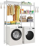 VEVOR Over The Washer and Dryer Storage Shelf, 5 Tier Laundry Room Drying Rack with Hanger Rod and Hooks, Adjustable Over Washer and Dryer Shelves, Laundry Room Shelf Storage Space Saver, White by CozyNest Decor