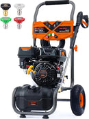 3500 PSI Gas Pressure Washer, 2.3 GPM Power Washer with 209CC Engine, Maintenance-Free Axial Cam Pump, 25FT Hose, 4 Nozzles for Driveways, Walls, Vehicles, Patio (Orange) by GreenHaven Gardens