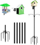 Bird House Pole, 95 Inch Heavy Duty Bird Feeder Pole Mount Kit for Outdoors, Adjustable Bird Feeding Stand, with 2-Hooks, 5-Prong Base for Birds Watching by GreenHaven Gardens