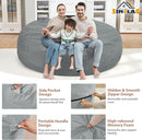 7FT Bean Bag Chair, Large Bean Bag Chairs with Memory Foam Filled, Fluffy Beanbag Sofa with Dutch Velvet Cover, Round BeanBag Chairs for Living Room, Playroom - Light Grey by TinyTreasures Baby Boutique