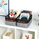 DULLEMELO Small Storage Baskets for Organizing - 11.8x7.9x5.1 inch Collapsible Storage Bins Set of 2 cloth storage bins for organizing Books and towel storage (Black&Grey) by TinyTreasures Baby Boutique