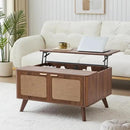 AVZEAR Lift Top Coffee Table with Storage, Mid Century Modern Coffee Table with Nature Linen Doors & Large Hidden Storage, Rounded Corners Center Table Farmhouse Coffee Tables for Living Room, Walnut by CozyNest Decor