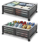 Under Bed Storage with Wheels-Large Bamboo Underbed storage Containers with Large Dust Bag Stackable Under the Bed Shoe Storage Bins for Clothes Books Bedding (2 Packs Black, 23.62"L×16.54"W× 6.51"H) by CozyNest Decor
