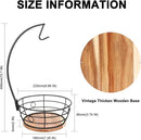 Livabber Countertop Fruit Basket Bowl with Banana Hanger, Modern Standing Fruit Vegetable Bowl Storage, with Banana Tree Holder for Kitchen Dinning Table (Round Wood, Black) by CozyNest Decor