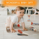 Montessori Mama Baby Rattle and Musical Set, 6 Piece Wooden Infant Toy by TinyTreasures Baby Boutique