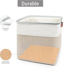 13x13 Cube Storage Bins, Collapsible Fabric Storage Box, 4 Pack Closet Baskets with Handles for Organizing, Shelf, Toys, Clothes, Home, Office, Nursery (Beige&White) by TinyTreasures Baby Boutique