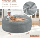 6FT Bean Bag Chair, Large Bean Bag Chairs with Memory Foam Filled, Fluffy Beanbag Sofa with Dutch Velvet Cover, Round BeanBag Chairs for Living Room, Playroom - Light Grey by TinyTreasures Baby Boutique