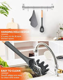 Silicone Pasta Fork, Kitchen Heat Resistant Noodle Spoon Server, BPA Free Spaghetti Strainer,12.8 inch (Grey) by CozyNest Decor