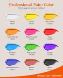 Acrylic Paint Set, 12 Colors Acrylic Paint Large Bottle Set, 16OZ Each, Rich Pigmented Canvas Paint, Premium Non-toxic Paints for Artists, Acrylic Paint Set for Kids & Adults, Art Supplies for Canvas by TinyTreasures Baby Boutique