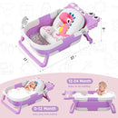 TPN Collapsible Baby Bathtub, Baby Bath Tub with Soft Cushion & Real-Time Thermometer, Baby Bathtub Infant to Toddler Tub (0-36 Months), Portable Newborn Travel Bath tub by TinyTreasures Baby Boutique