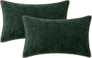 MIULEE Pack of 2 Christmas Pillow Covers 12x20 Inch Dark Green Farmhouse Decorative Throw Pillow Covers with Stitched Edge Soft Chenille Solid Dyed Couch Pillow Covers for Sofa Bed Living Room by CozyNest Decor