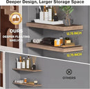 Floating Shelf, Set of 2 Wall Shelf, 30 in W x 12.75 in D x 2 in H Wooden Floating Wall Shelf with Invisible Brackets for Living Room/Bedroom/Bathroom/Kitchen Storage and Decor, Walnut by CozyNest Decor