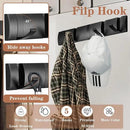 Folding Coat Hooks, Wall Mounted Coat Rack with 5 Retractable Hooks, Heavy Duty Towel Rack for Bathroom Wall Hook for Hanging Clothes Bathrobe, Stainless Steel Coat Hanger for Entryway(Black) by CozyNest Decor