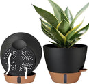 2 Pack 10 inch Plant Pots, PP Plastic Self Watering Plant Pot with Drainage and Tray for Indoor Outdoor Plants , Water Level Window & Reservoir Flower Pots Decorative Planter (Black, 10 Inch) by CozyNest Decor
