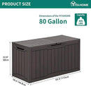 YITAHOME 80 Gallon Outdoor Storage Box, Large Water Resistant Resin Deck Box, Indoor Outdoor Lockable Storage Container for Patio, Garden, Cushions, Tools, Equipment (Dark Brown) by GreenHaven Gardens