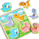 GRINNNIE Wooden Toddler Puzzles, 1 2 3 Years Old Learning Montessori Peg Puzzle Toy Set for Toddlers, 4 Pcs Educational Portable Size Travel Knob Puzzle Toys, Gift for 1-3 Boy Girl Birthday Christmas by TinyTreasures Baby Boutique