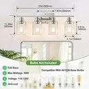 4-Light Bathroom Light Fixtures, Brushed Nickel Vanity Lights with Clear Glass Shades, Modern Bathroom Wall Lamp for Mirror Living Room Cabinet Bedroom Porch by CozyNest Decor