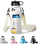 Water Bottle Holder with Strap for Hydroflask 32oz 40oz, Carrier Sling Bag with Phone Pocket Sleeve for Men Women Hiking Camping Travelling（Cream32oz） by TinyTreasures Baby Boutique