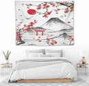 Red Cherry Blossoms Tapestry, Japanese Fuji Mountain Tapestry, Asian Japanese Wall Tapestry, Nature Landscape Tapestries for Bedroom Living Room Decor 80"x60" by CozyNest Decor