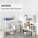 Expandable Cabinet Storage Shelf Stackable Organizer Rack for Kitchen Bathroom Pantry Spice Cupboard Coffee Countertop Home Office Desk Heavy Duty Nonslip White Small 2 Packs by CozyNest Decor