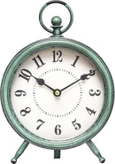 EMAX Home Vintage Green Rustic Retro Table Clock, Silent Non-Ticking, Battery Operated, 10.5"H, 7.28"W, Green Dial, Tabletop, Indoor, Kitchen by CozyNest Decor