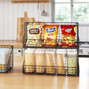 X-cosrack 3 Tier Large Stackable Snack Organizer - Versatile Wall Mounted Wire Storage Basket with Divider for Candy Chip Cans Bars - Ideal for Pantry Office Home by CozyNest Decor