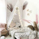 Bed Canopy with Pom Pom Cotton Canopy for Kids Crib Baby Girl Netting Cover Canopy Crib Curtain Reading Nook Hanging Tent Nursery Play Game Castle Room Decoration (White) by TinyTreasures Baby Boutique