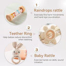 Youuys Wooden Baby Rattle Set (3pcs) - Crochet Rattle Rain Stick Teething Toys, Wooden Montessori Toy for Newborn Infant Baby Rattles Set Toys 3-6-12 Months (Bunny) by TinyTreasures Baby Boutique
