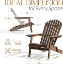 IDZO Outdoor Adirondack Chair Set of 2, Pre-Assembled Backrest, Patio Furniture Set, Outdoor Furniture for Garden, Porch, Deck, Firepit by CozyNest Decor