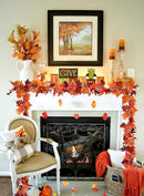 DearHouse 2 Pack Fall Garland Maple Leaf, 5.9Ft/Piece Hanging Vine Garland Artificial Autumn Foliage Garland Thanksgiving Decor for Home Wedding Fireplace Party Christmas (Red) by CozyNest Decor