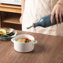 Sweejar Large Olive Oil Dispenser Bottle with Spout, 24 Oz Ceramic Oil Dispenser for Kitchen, Relief Opaque Oil Cruet, Oil Container for Cooking, EVOO, Avocado Oil, Vinegar, Pack of 1(Fog Blue) by CozyNest Decor
