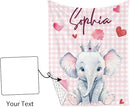 Custom Nursery Crib Bedding Set: Personalized Name 4 Piece Pink Checkered Elephant Pattern Baby Crib Sets for Girls - Toddler Double Layer Blanket Set, Comfortable Crib Bed Sheets for Baby Toddlers by TinyTreasures Baby Boutique