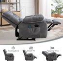 Massage Recliner Chair with Heat and Massage, Soft Fabric Ergonomic Manual Reclining Chairs, Heavy Duty Reclining Sofa Chair with Side Pockets for Living Room (Light Grey) by CozyNest Decor