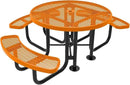 Heavy-Duty Portable Outdoor Picnic Table with Umbrella Hole, Expanded Metal Patio Dining Furniture Made in America (46" Round Top, Orange) by CozyNest Decor