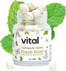 Vital Toothpaste Tabs with 7% Nano-Hydroxyapatite | Naturally Whitens + Remineralizes Teeth | Fluoride & Plastic Free | Combats Sensitivity | Travel & Eco Friendly | Fresh Mint | 62 Tablets (1 Month) by CozyNest Decor