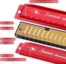 SWAN Blues Harmonica Key of C Mouth Organ Diatonic Harmonica with Case, 10 Hole 20 Tones Stainless Blues Harp for Adults, Beginners(Burgundy Red) by TinyTreasures Baby Boutique