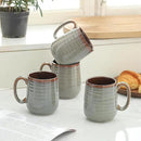 Hasense Coffee Mugs Set of 4, 12 oz Coffee Cups Ceramic, Stoneware Latte Mug with Large Handle for Coffee, Tea, Milk and Chocolate,Easy Hold & Clean, Dishwasher & Microwave Safe, Light Grey by CozyNest Decor