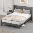 King Size Bed Frame with LED Lights, Upholstered Bed Frame with Wingback Diamond Tufted Headboard, Wood Slats Support, Noise-Free, Easy Assembly, No Box Spring Needed, Grey by CozyNest Decor