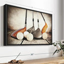 Elephant Stock Golf Sets Wall Art - Horizontal Framed Canvas - 1-Piece Mancave Wall Decor - Photography Sports Canvas Print - Yellow and Brown Decor for Wall - 25" X 17" by CozyNest Decor