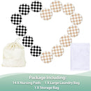 wegreeco Nursing Breast Pads (14 Pack) + Laundry Bag & Travel Storage Bag, 4.7 inch Option - Washable & Reusable Breastfeeding Nursing Pads (Light Coffee, Black Checkerboard, Large, Plain Shape) by TinyTreasures Baby Boutique