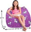 Posh Creations Structured Comfy Bean Bag Chair for Gaming, Reading, and Watching TV, Coronado Chair, Canvas - Unicorn and Rainbows on Purple by TinyTreasures Baby Boutique
