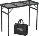Folding Grill Table, Aluminum Camping Table Adjustable Height Max 27.5" Picnic Table Outdoor Table, Lightweight, Portable Handle for Travel Cooking BBQ Picnic, 35" x 16", Black by GreenHaven Gardens