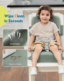 HOMEAL Toddler Booster Seat for Dining Table - Booster Seat for Kitchen Chair with Easy-Install Straps - Wipeable Surface & Removable Cover Easy to Clean -Breathable Fabric - Sage by TinyTreasures Baby Boutique